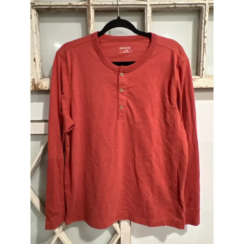 UnTuckit size large rusty orange Henley top shirt